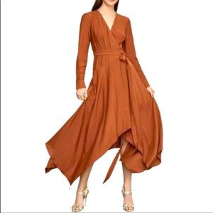 BCBG MAXAZRIA Tiger’s Eye Asymmetrical Wrap Dress
